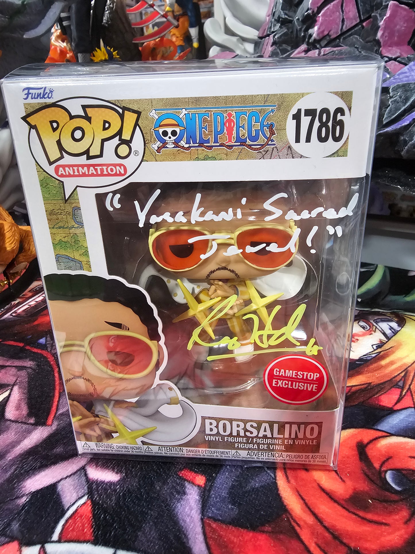 One Piece Borsalino Gamestop Exclusive Funko Pop Signed by Ray Hurd (Slight damage on bottom)