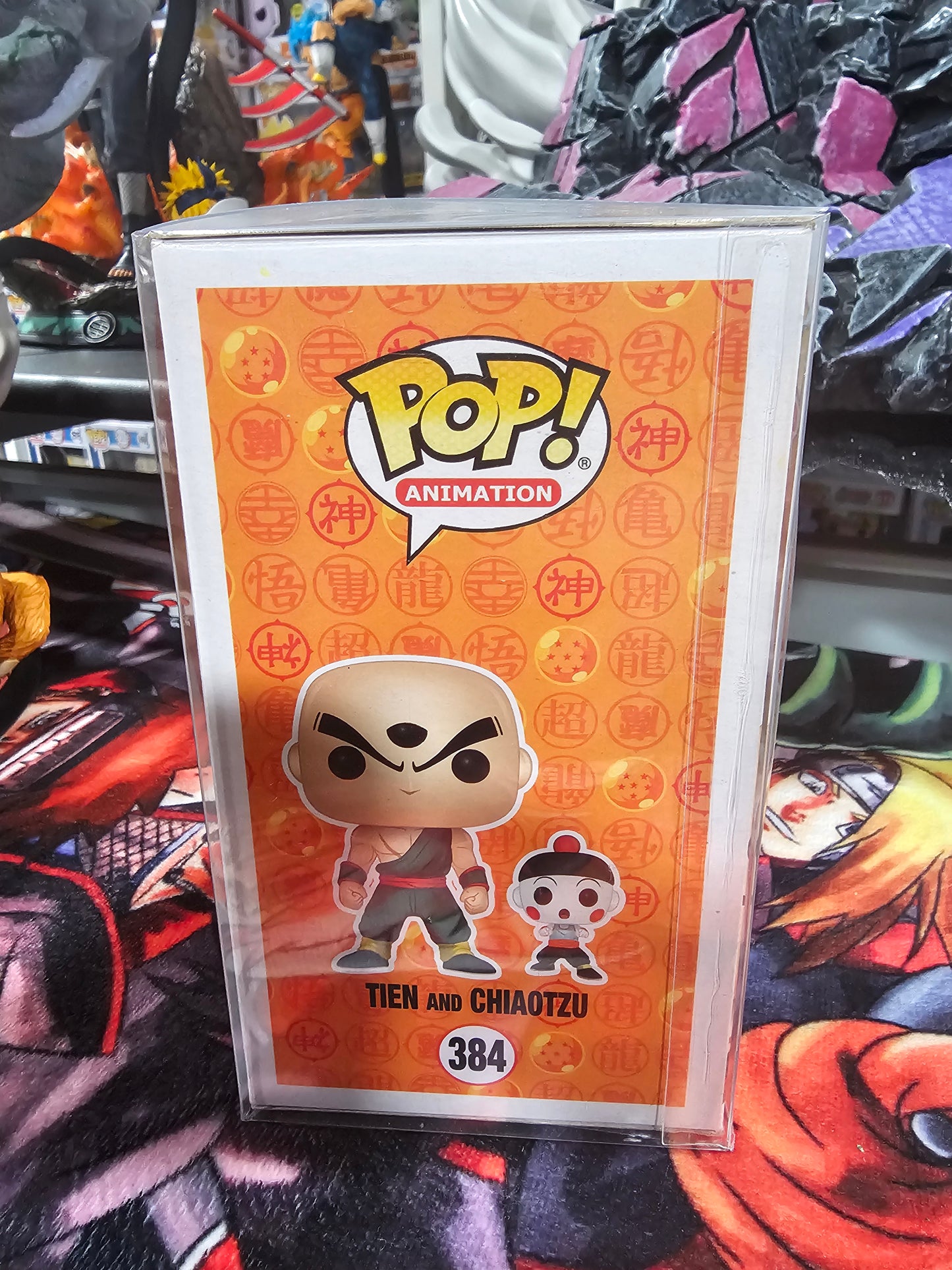 Dragon Ball Z Tien and Chiaotzu Funko Pop Signed by John Burgmeier, Brina Palencia, and Monica Antonelli