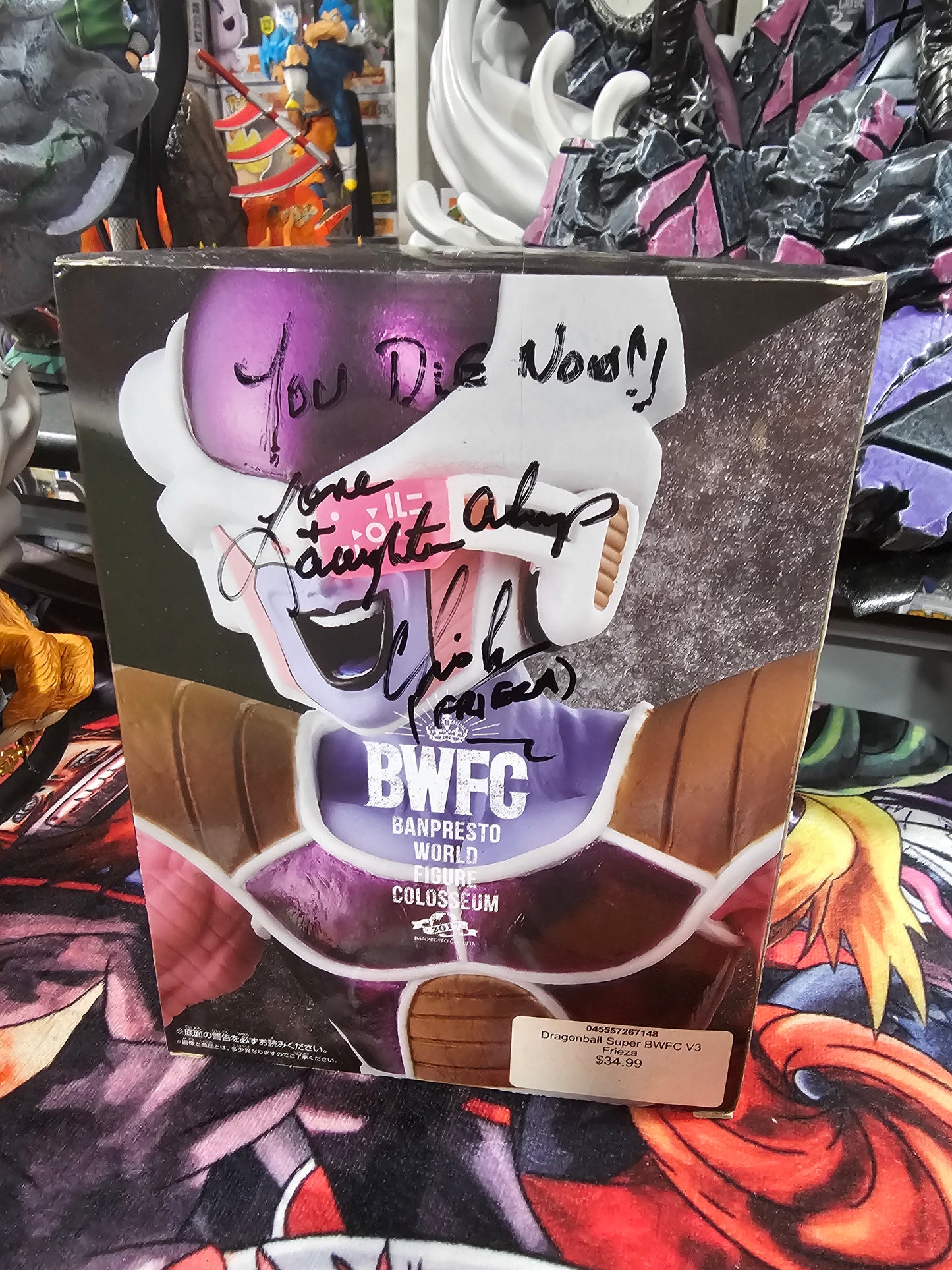 Dragon Ball Z BWFC Frieza Figure Sealed Signed by Both Linda Young (Original VA) and Chris Ayres (2nd VA)