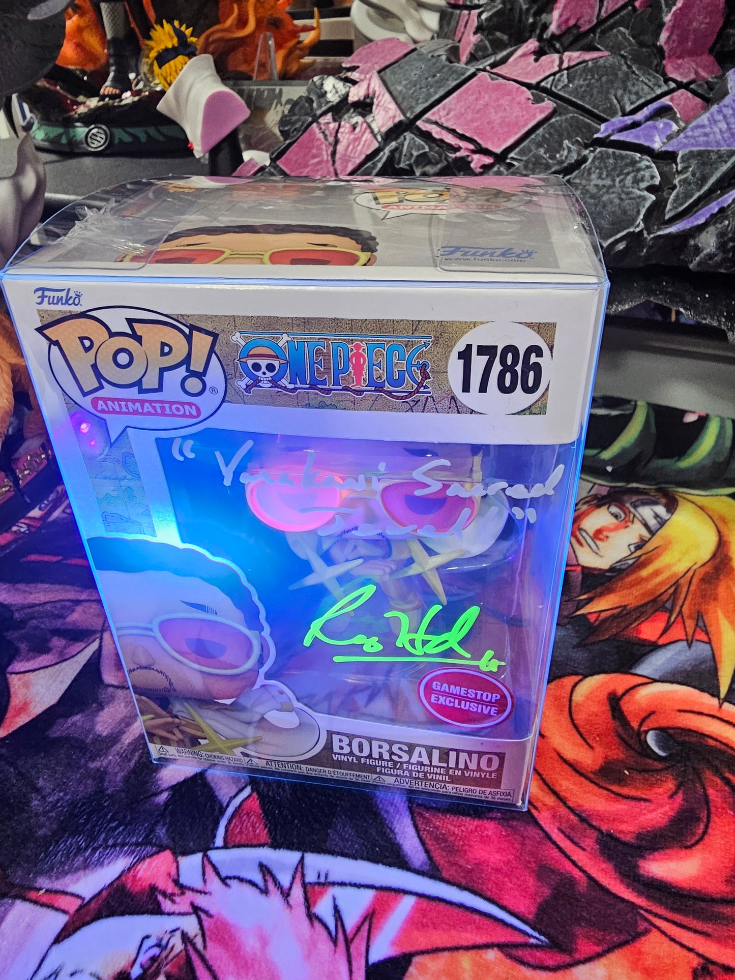 One Piece Borsalino Gamestop Exclusive Funko Pop Signed by Ray Hurd (Slight damage on bottom)