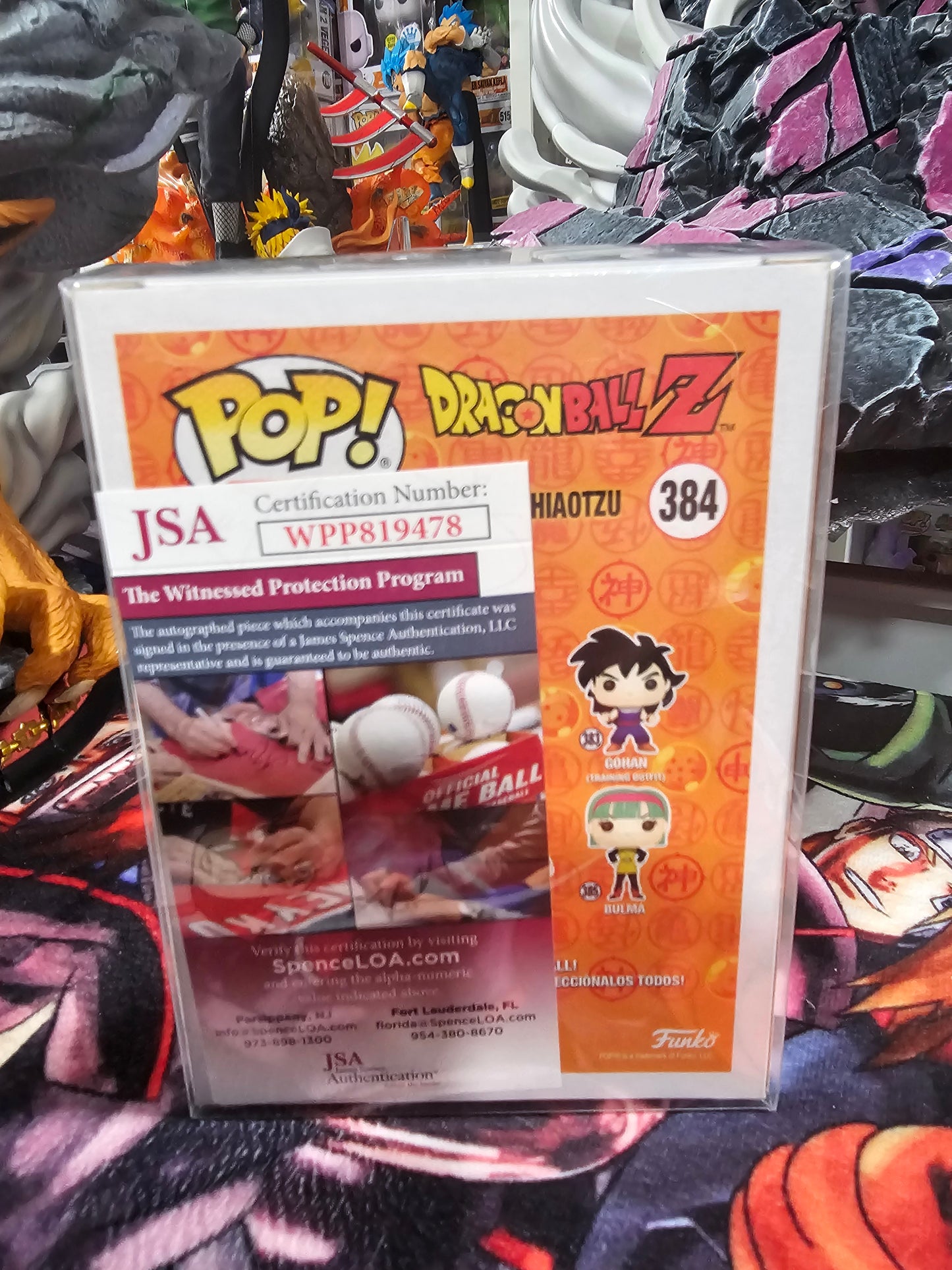 Dragon Ball Z Tien and Chiaotzu Funko Pop Signed by John Burgmeier, Brina Palencia, and Monica Antonelli