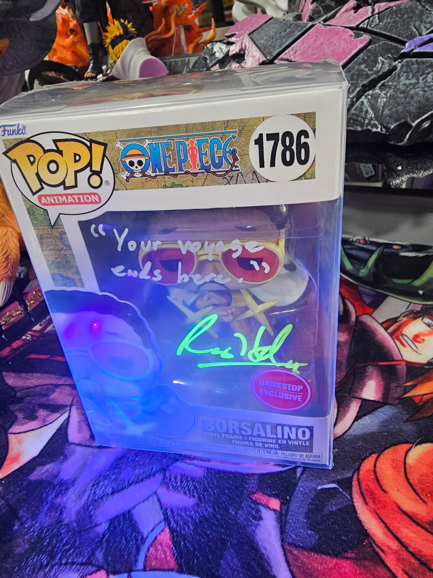 One Piece Borsalino Gamestop Exclusive Funko Pop Signed by Ray Hurd "Your voyage ends here."