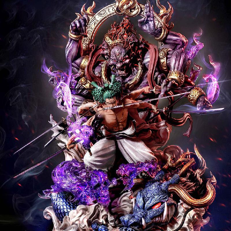 48cm One Piece Roronoa Zoro Nine Knives Flow Pop Max Asura PVC Statue