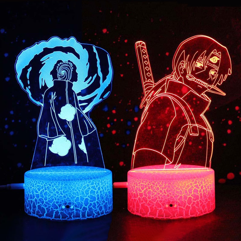 7 Colors Naruto LED Night Light, Akatsuki, Uchiha Itachi, Sasuke Colorful 3D Mini Table