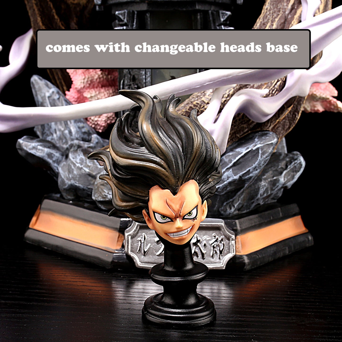 One Piece 26cm Wano Gear 4 Luffy 2 Head Pieces Statue