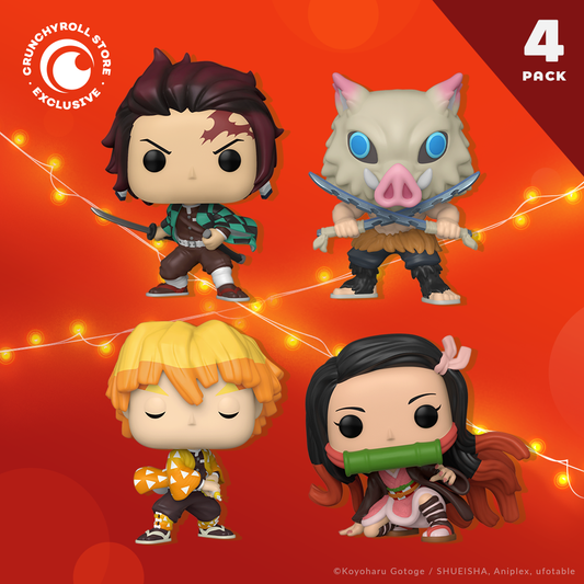 Demon Slayer 4 pack Funko Pop Crunchyroll Exclusive - Tanjiro Kamado/ Nezuko Kamado/ Zenitsu Agatsuma/ Inosuke Hashibira