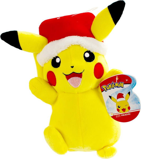 Pokemon Pikachu Holiday Seasonal Plush, 8-Inch Pokemon Plush Toy, Includes Santa Hat Accessory - Super Soft Plush, Authentic Details