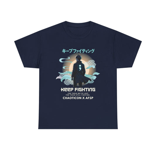 Unisex Heavy Cotton Tee - "Keep Fighting" Graphic, Comfort Wear for Support, Casual T-Shirt, Gift for Mental Health Awareness, Perfect [...]