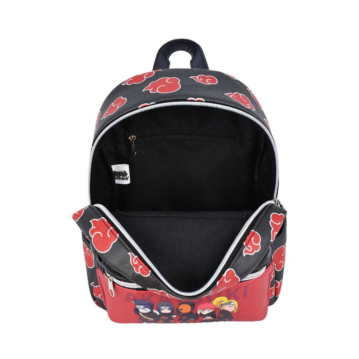 itachi backpack mini Bioworld Naruto Akatsuki Sasuke Red Cloud Anti Leaf Faux Saffiano Leather Bag a shinobi travels light NEW Naruto Itachi Mini Backpack