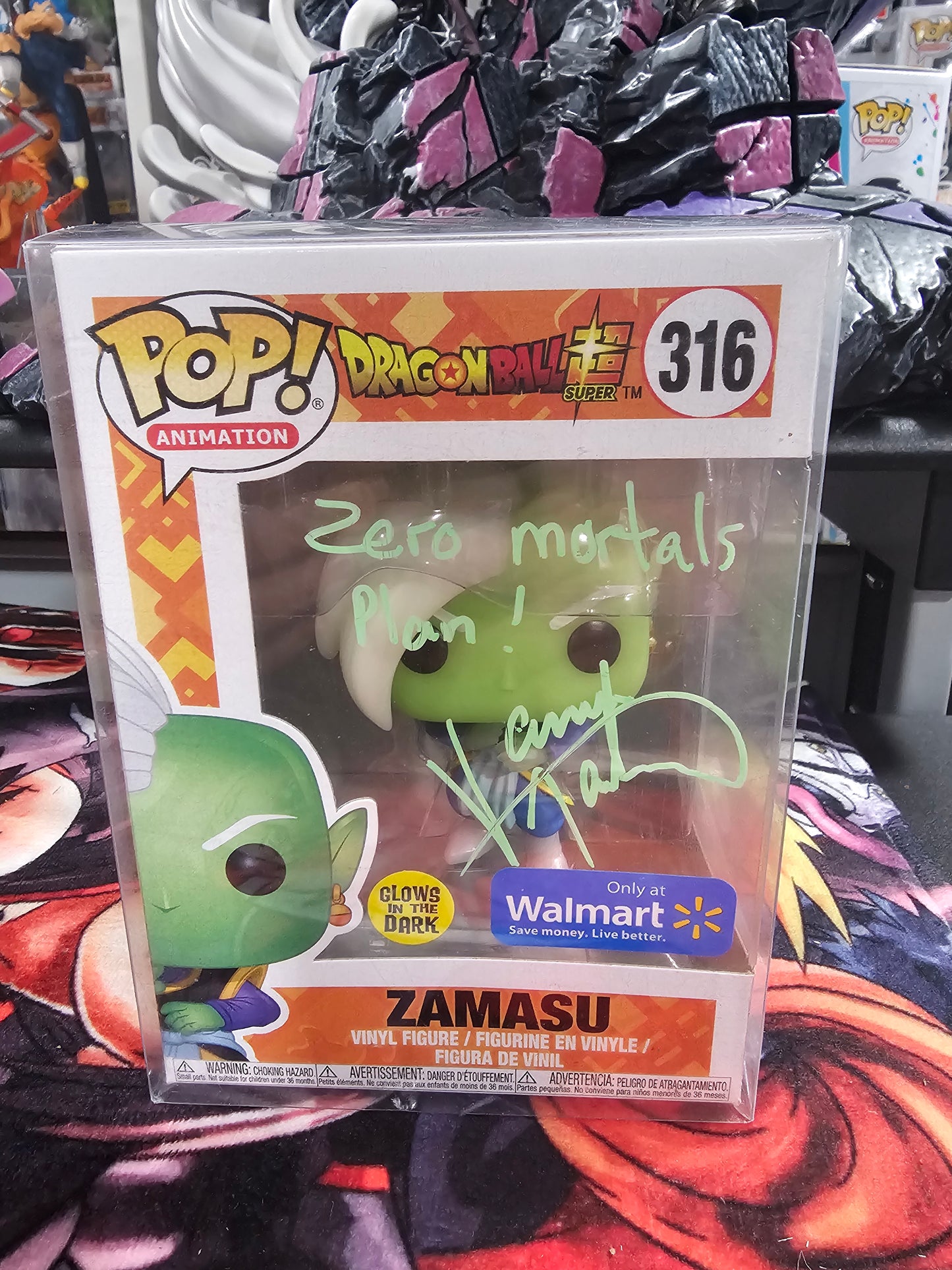 Dragon Ball Super Zamasu Walmart Exclusive GITD Funko Pop Signed by James Marster