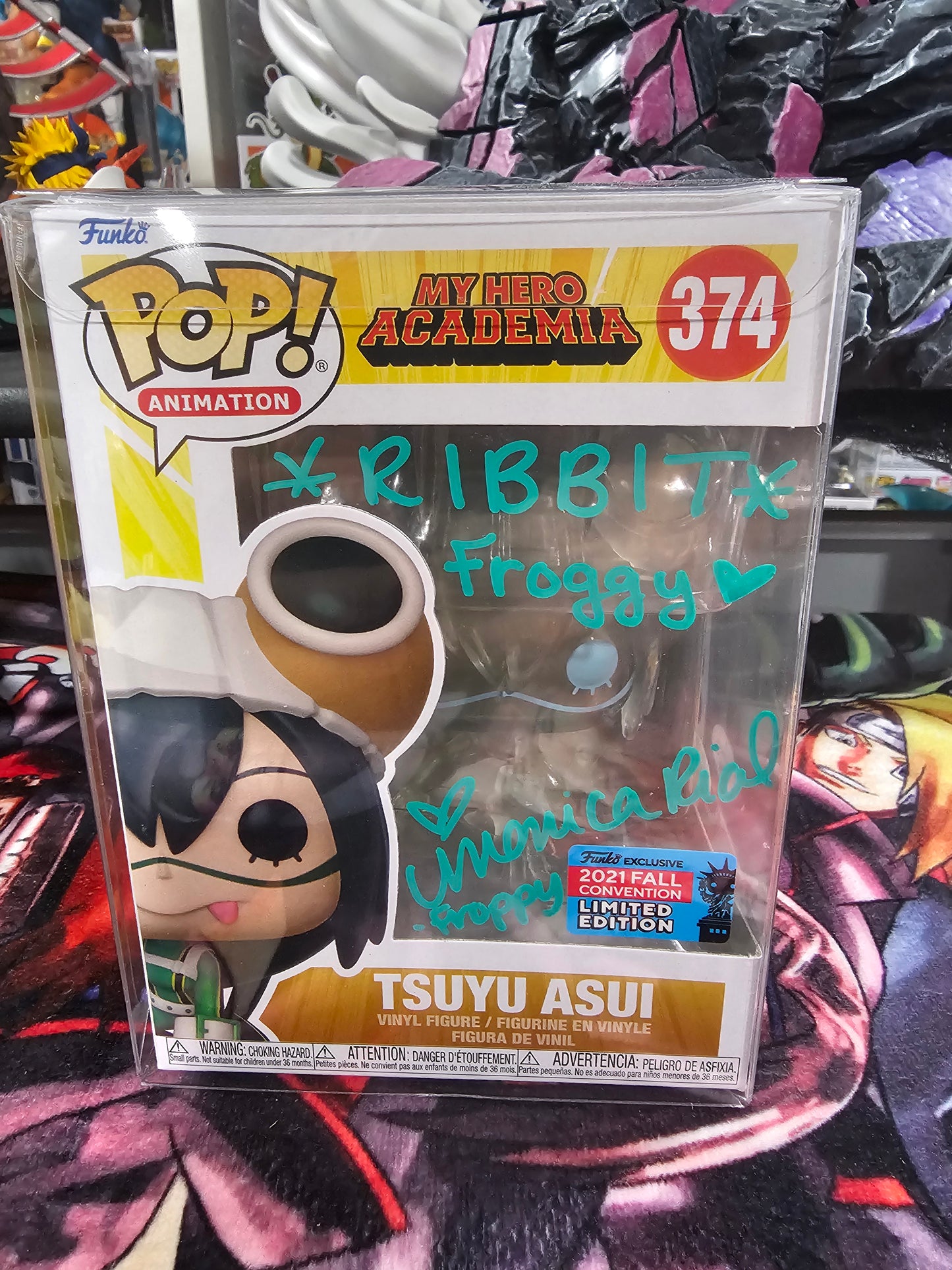 My Hero Academia Tsuyu Asui NYCC Shared Funko Pop Signed by Monica Rial