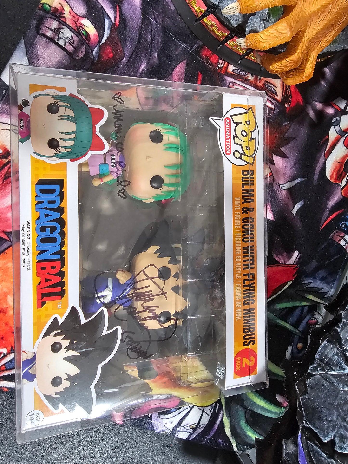 Dragon Ball Bulma and Goku with Flying Nimbus Funko Pop Signed by Both Stephanie Nadolny and Monica Rial