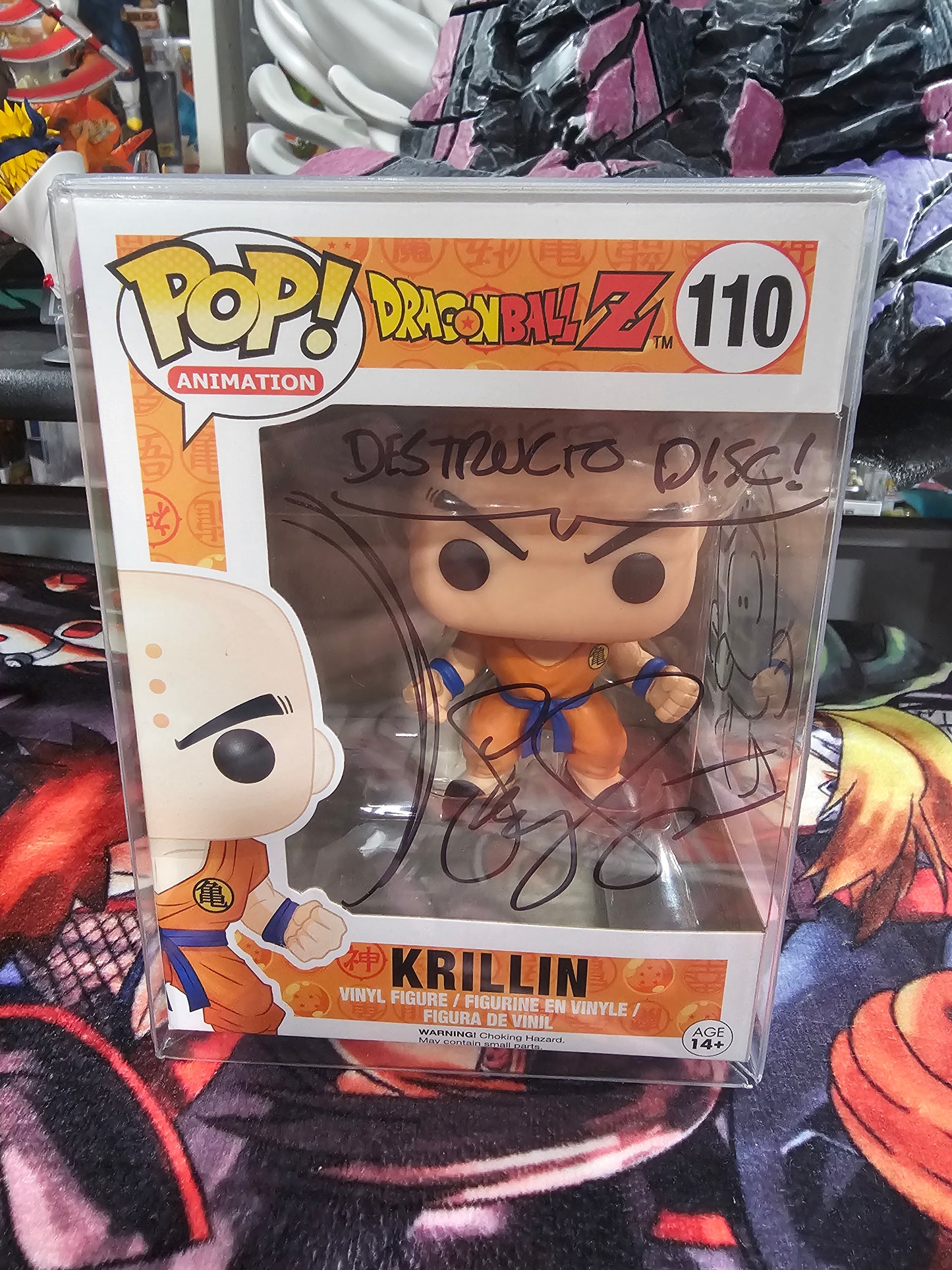 Dragon Ball Z Krillin Funko Pop Signed by Sonny Strait