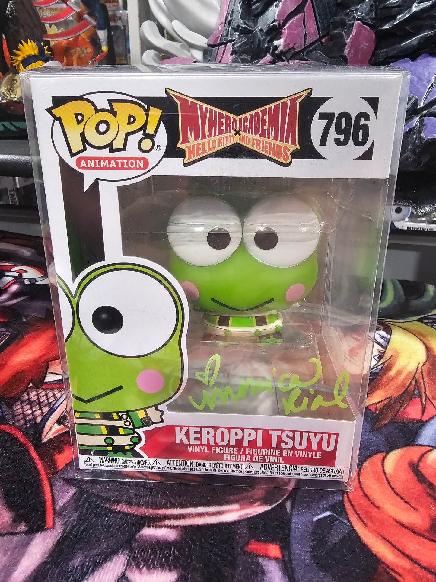 My Hero Academia x Hello Kitty and Friends Keroppi Tsuyu Funko Pop Signed by Monica Rial