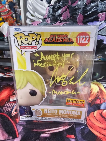 My Hero Academia Neito Monoma Hot Topic Funko Pop Signed and Quoted by Austin Tindle