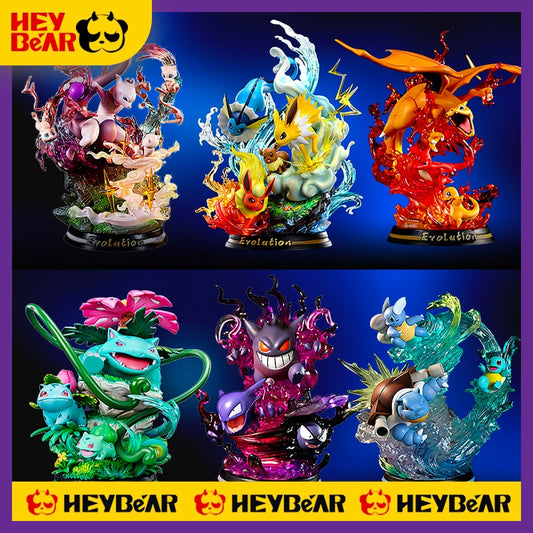 25cm Pokemon Eevee Anime Figure Mewtwo Raichu Charizard Dragonite Venusaur Gengar Illuminous Figurine Pvc Statue Model Toy Gift